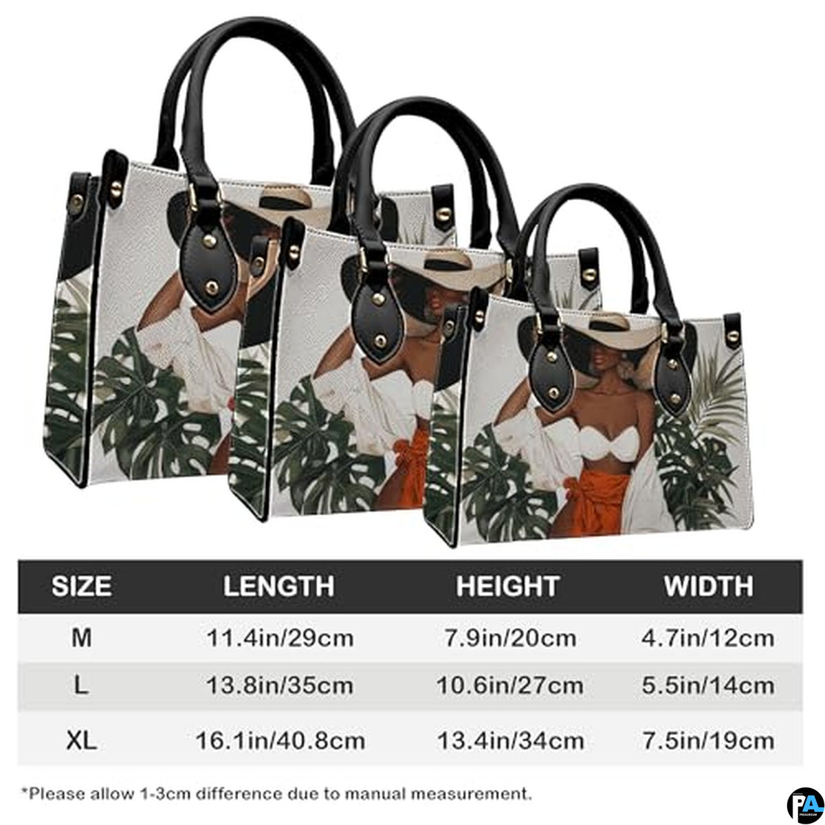 Personalized Tropical Black Woman Art Handbag