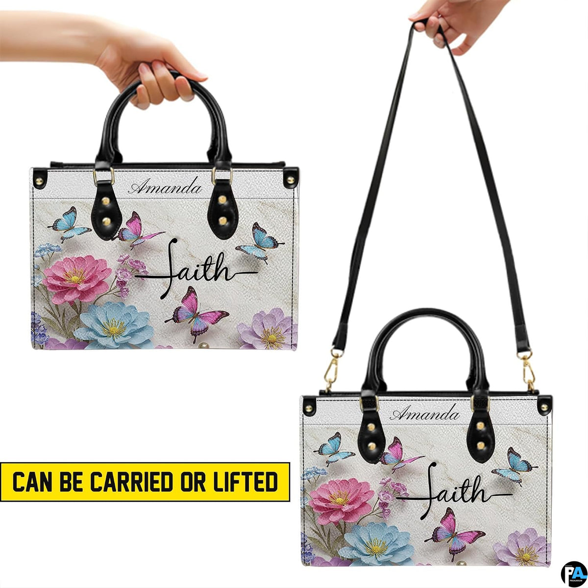 Spacious interior view of tote handbag showing lining and inner compartments