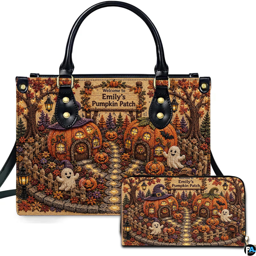 Friendly ghost art showing smiling spirits and gourd cottages presented on an accessory pairing.