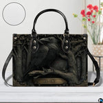 Personalized Animal Leather Handbag – Custom Name Flowers with 2D Print with 3D Effect – Gift for Gramma, Mom, Daughter