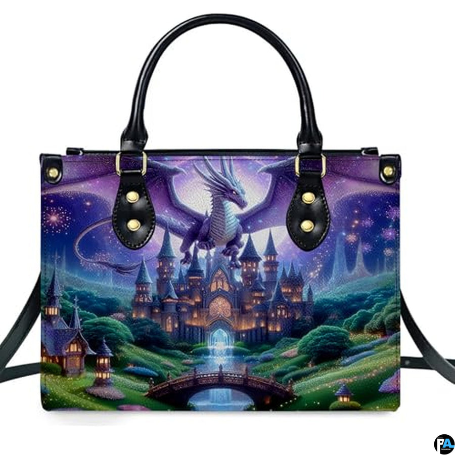 Personalized Mystical Dragon and Castle Scene Handbag