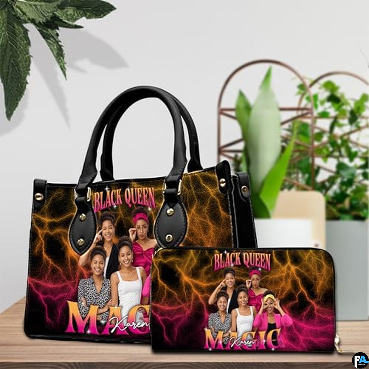 Personalized Leather Handbag for Black Women, Custom African Purse Bag Set, Birthday Meaningful Gifts for Mom, Friend