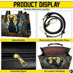 Four-panel layout presenting close-up visual accents of the cat stained glass windows design.