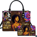 Personalized Black Women Leather Bag, Custom Name African Purses and Handbags Gifts for Mom Birthday Christmas Mothers Day