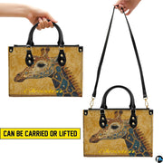 Matching giraffe wallet lying flat displaying the coordinating animal portrait.