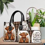 Tabletop display presenting coordinating items with the overalls calf and trompe-loeil layered artwork.
