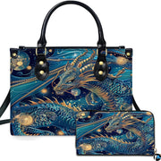 Personalized Dragon Leather Handbag, Fantasy Gothic Purse for Women, Mythical Shoulder Bag Gift for Dragon Lovers