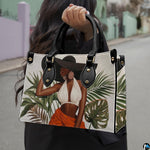 Outdoor lifestyle photo showing the tropical botanical graphic design in bright daytime ambiance.