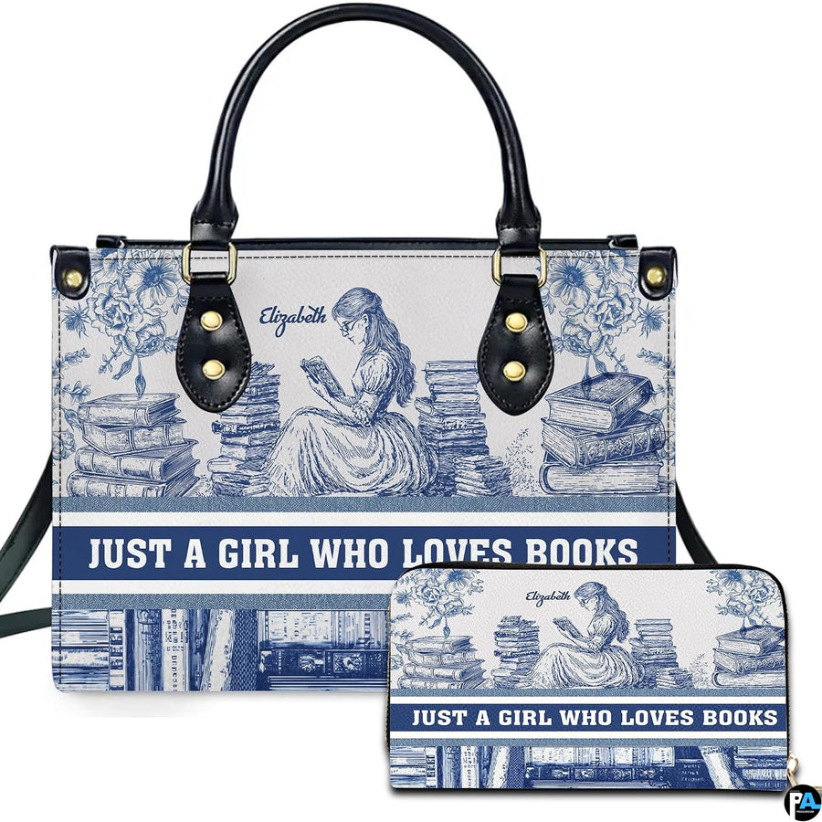 Blue toile art accessory showcasing seated reading maiden and companion accessory on plain white studio setting.