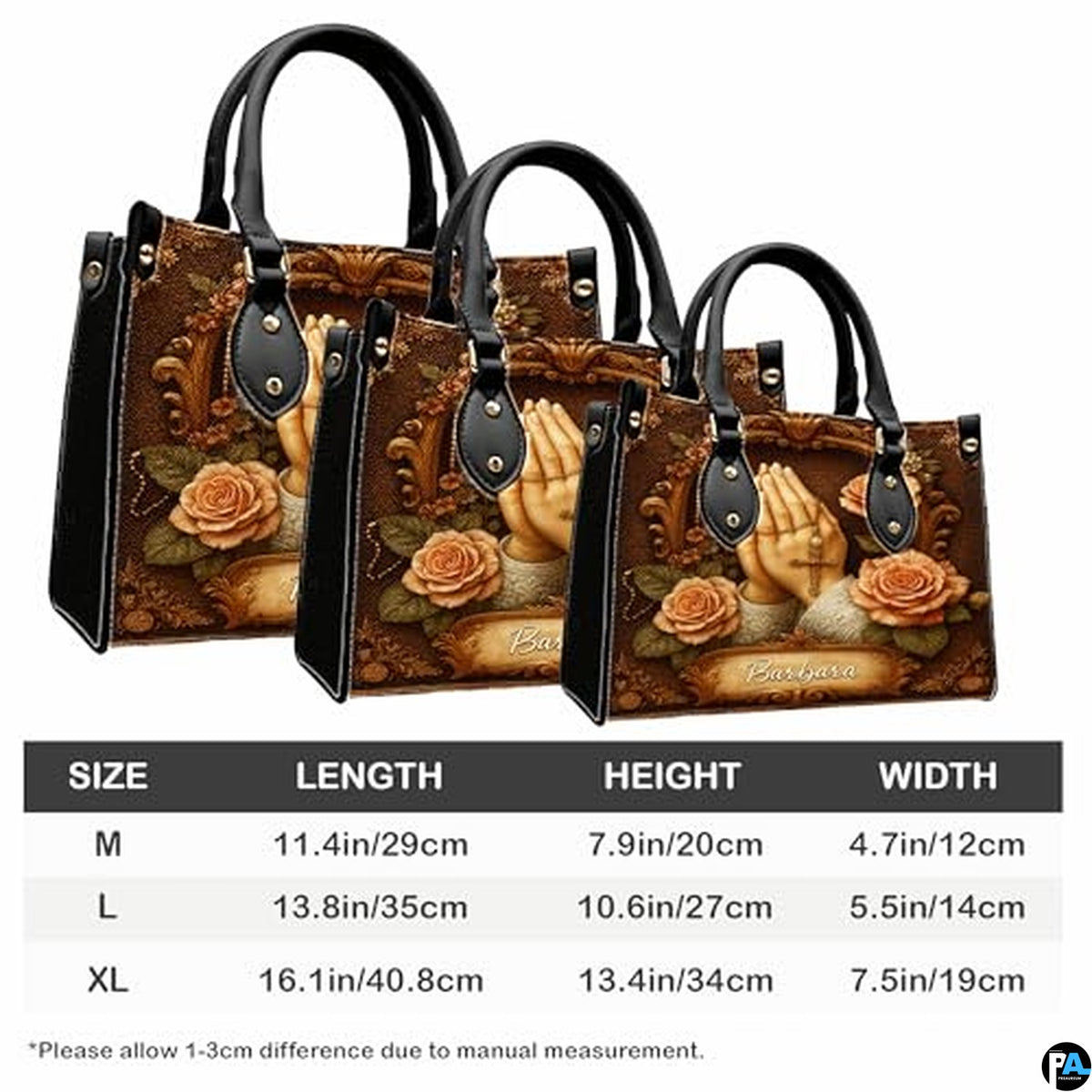 Custom Catholic Virgin Mary Leather Bag, Personalized Name Handbags and Purses for Christian Women Religious Bag Gifts