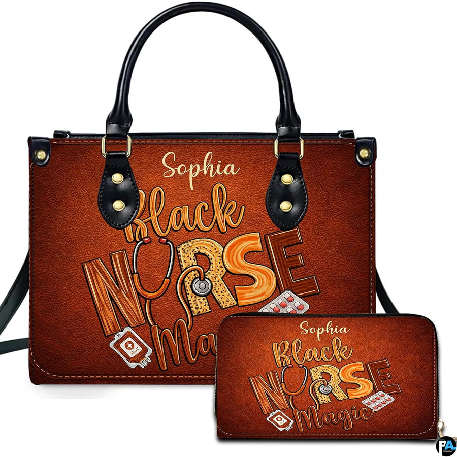 Personalized Nurse Leather Bag – Custom Medical Handbag & Purse Set with Name Gifts for Nursing Student Christmas Gift