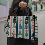 Outdoor street lifestyle view of ornate pastel tree striped item held in hand