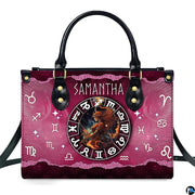 Studio front view of Celestial Archer Satchel Handbag on clean white background.