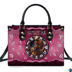 Studio front view of Celestial Archer Satchel Handbag on clean white background.