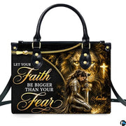 Personalized Lioness Faith Woman Leather Handbag, Gift for Mom