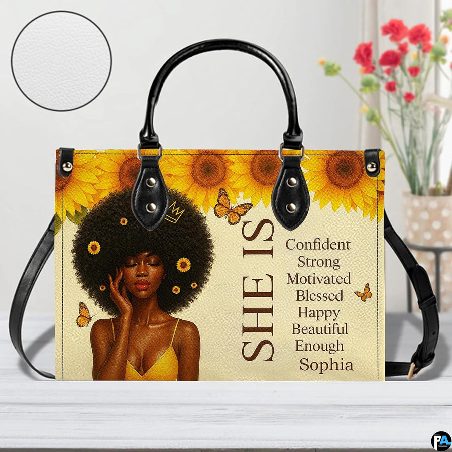 Frontal tabletop display of sunflower crown afro art accessory featuring surface detail swatch.