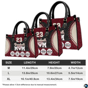Top-down view of baseball handbag showing dual handles and interior storage opening.
