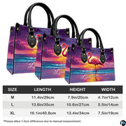 Matching zip wallet showing identical coastal flamingo sunset art.