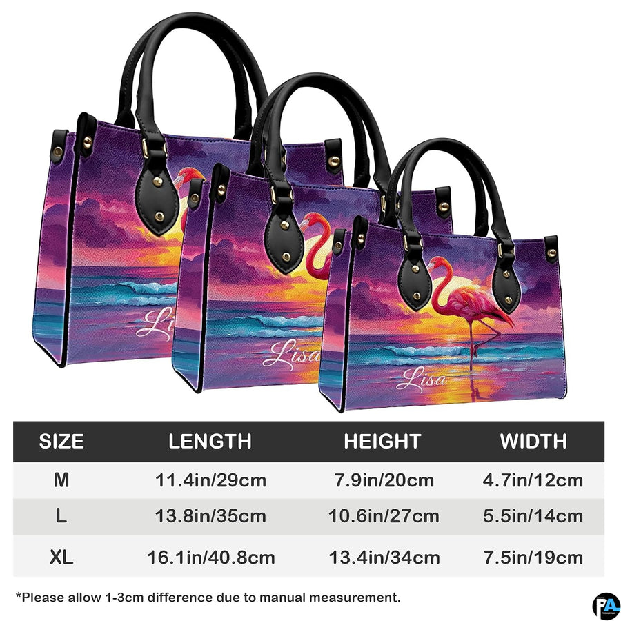 Matching zip wallet showing identical coastal flamingo sunset art.