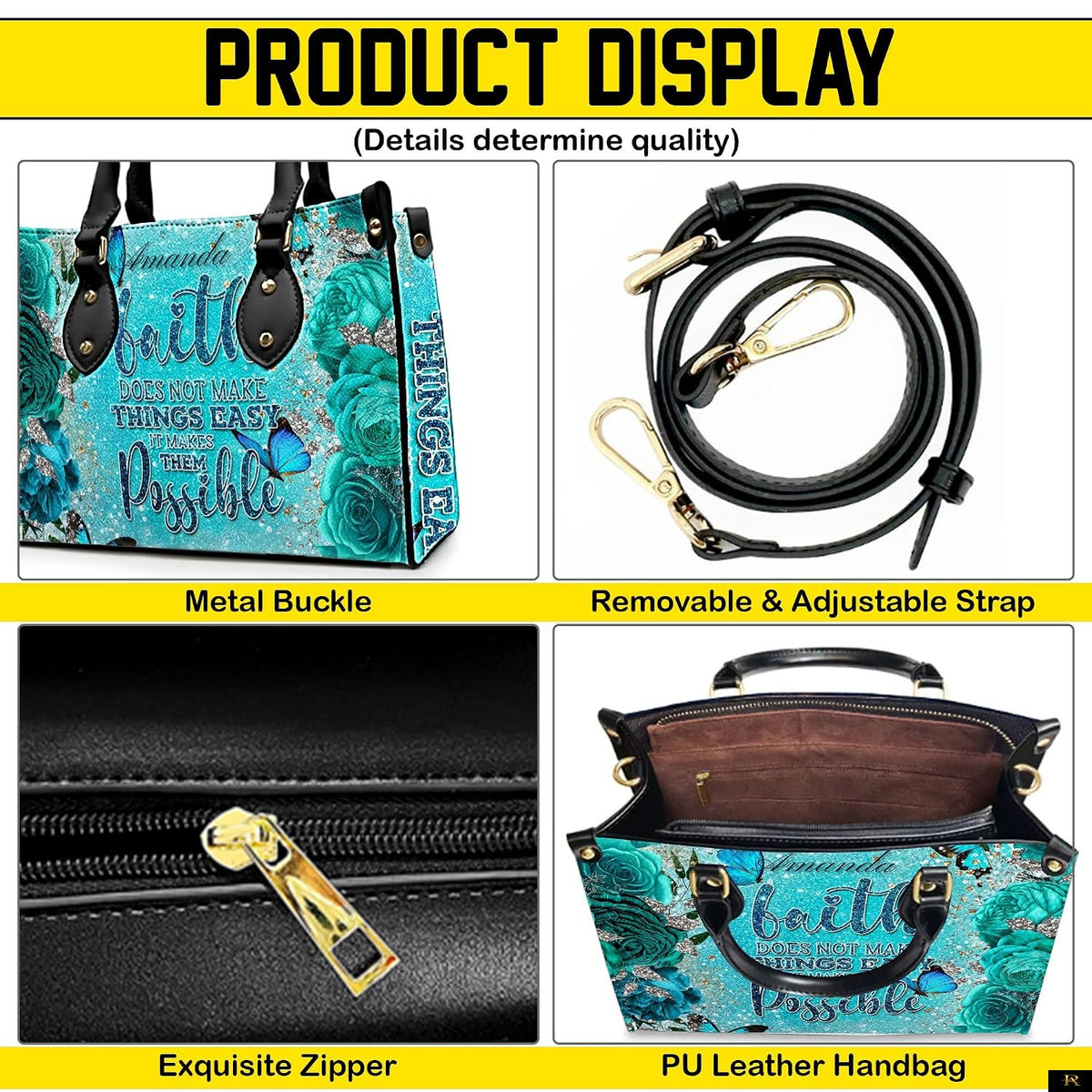 PREAUREUM "{split_values}" Personalized {collection_title} Leather Handbag