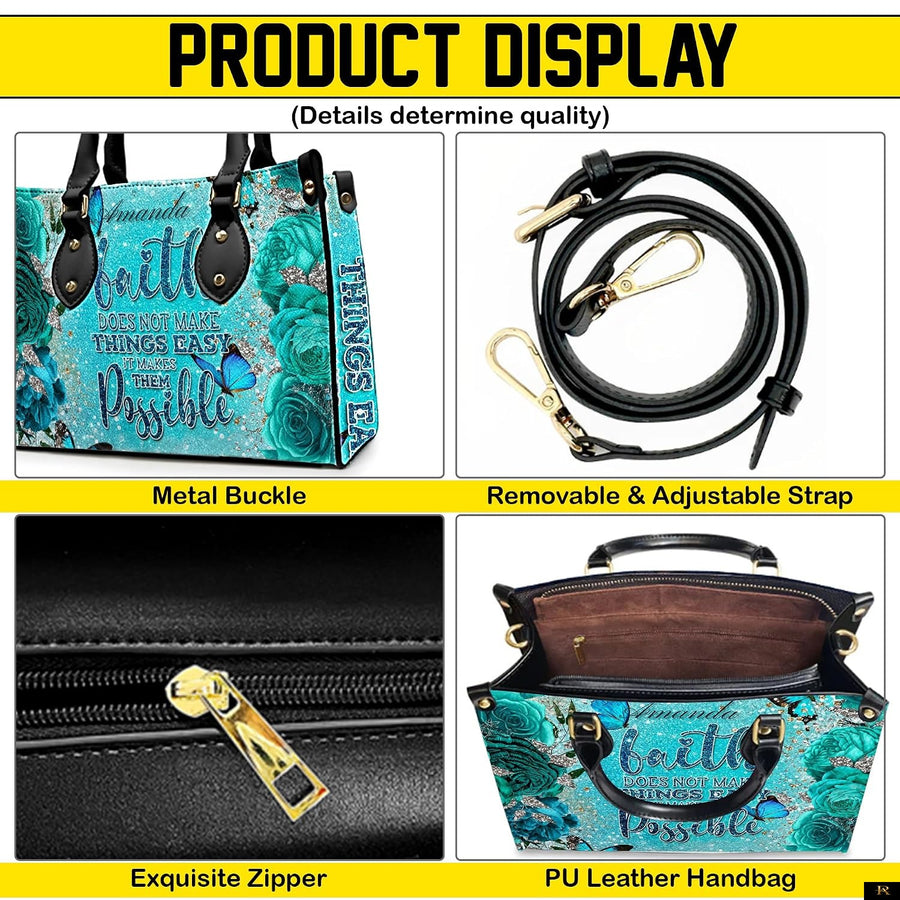 PREAUREUM "{split_values}" Personalized {collection_title} Leather Handbag