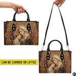 Custom Catholic Virgin Mary Leather Bag, Personalized Name Handbags and Purses for Christian Women Religious Bag Gifts