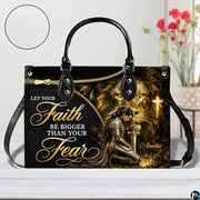 Personalized Lioness Faith Woman Leather Handbag, Gift for Mom