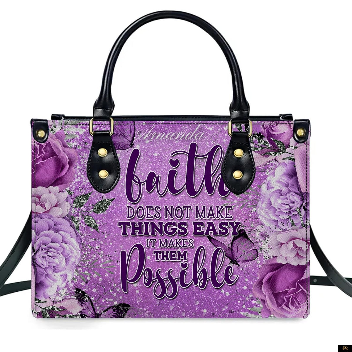 PREAUREUM "{split_values}" Personalized {collection_title} Leather Handbag