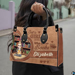 Personalized Book Lover Leather Bag, Just A Girl Who Loves Book Handbag With Name, Books Purse, Gifts For Readers, Writer