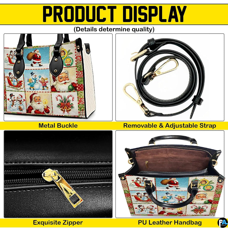 Product details diagram showing buckle hardware, shoulder strap, top zipper, and interior storage pockets
