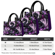 Measurement guide illustration presenting dimensional proportions for three handbag choices.