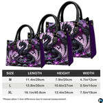 Measurement guide illustration presenting dimensional proportions for three handbag choices.