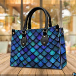 Personalized Gradient Teal Purple Dragon Scale Shoulder Bag