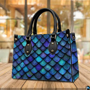 Personalized Gradient Teal Purple Dragon Scale Shoulder Bag