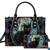 Mosaic Cat Wall Art Stained Glass Moon Print