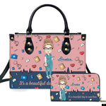 PREAUREUM "{split_values}" Personalized {collection_title} Leather Handbag