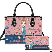 PREAUREUM "{split_values}" Personalized {collection_title} Leather Handbag