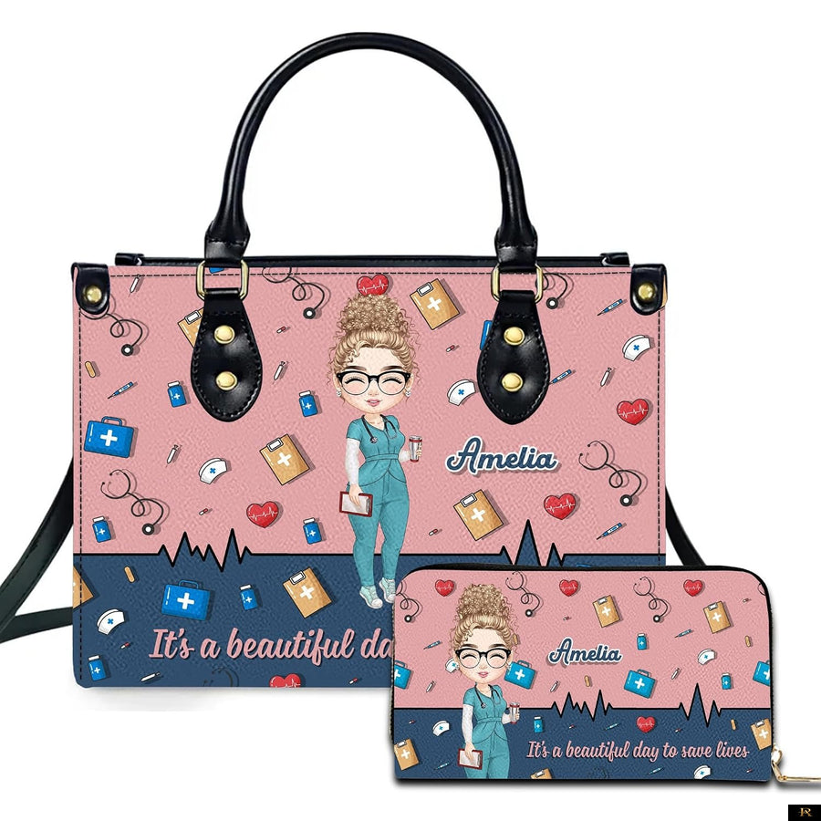 PREAUREUM "{split_values}" Personalized {collection_title} Leather Handbag