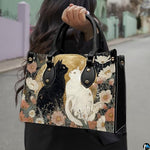 Black Cat Leather Bag – Vintage Cat Art Handbag, Stylish Animal-Themed Purse, Unique Gift for Cat Lovers