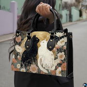 Black Cat Leather Bag – Vintage Cat Art Handbag, Stylish Animal-Themed Purse, Unique Gift for Cat Lovers
