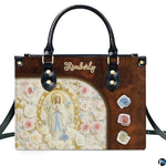 Custom Catholic Virgin Mary Leather Bag, Personalized Name Handbags and Purses for Christian Women Religious Bag Gifts