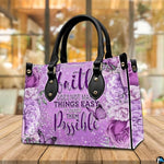 Personalized Flower Floral inspirational quote Handbag for Faith Gift