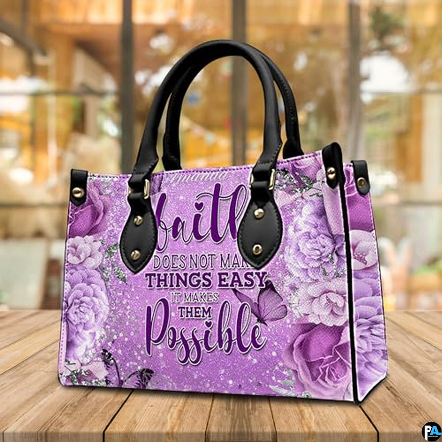 Personalized Flower Floral inspirational quote Handbag for Faith Gift