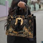 Black Cat Leather Bag – Vintage Cat Art Handbag, Stylish Animal-Themed Purse, Unique Gift for Cat Lovers