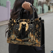 Black Cat Leather Bag – Vintage Cat Art Handbag, Stylish Animal-Themed Purse, Unique Gift for Cat Lovers