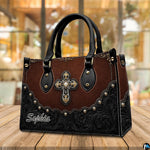 Product dimensions chart displaying size specifications for western cross handbag and wallet.
