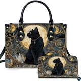 Art Nouveau Cat Art Celestial Black Feline Moon Painting Design
