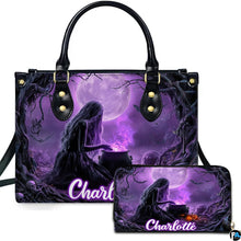Personalized Halloween Leather Handbag – Custom Witch 3D Printing Effect Purses For Women – Spooky Gothic Shoulder Bag
